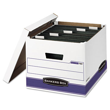 Bankers Box® Hang'n'stor Medium-duty Storage Boxes, Letter-legal Files, 13" X 16" X 10.5", White-blue, 4-carton freeshipping - TVN Wholesale
